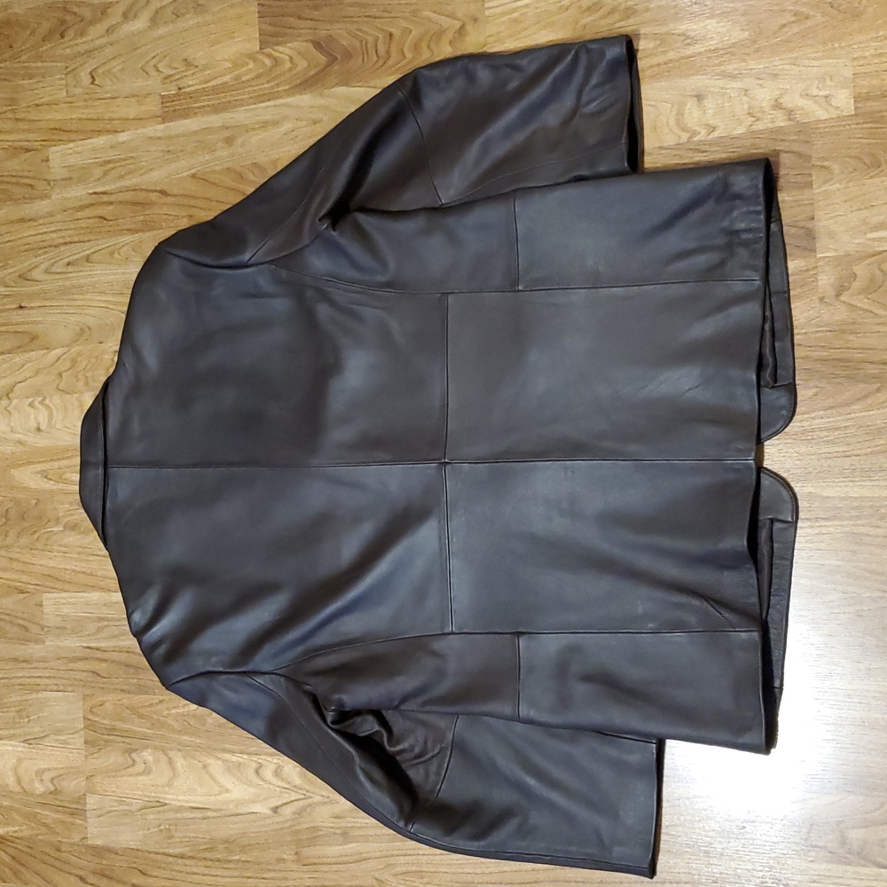 Stafford Dark Brown Genuine Leather Blazer Jacket NWOT Mens Size L - Picture 14 of 16